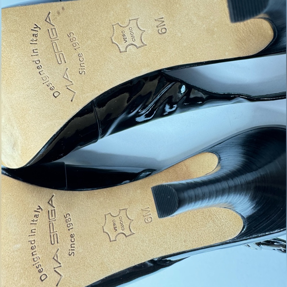 VIA SPIGA Italy Women's Peep Toe  Size 6M Slingback High Heel Black - Picture 7 of 14